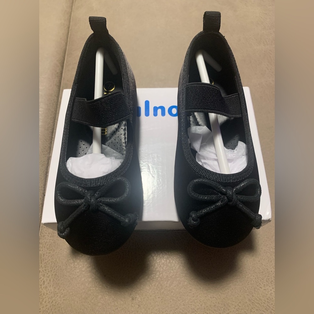 Hehainom Girls Black Dress Ballet Flat Shoes NEW Toddlers Size 7